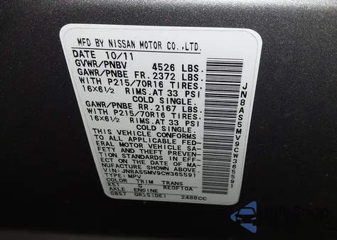 2012 Nissan Rogue S from USA, damaged, VIN JN8AS5MV9CW365591